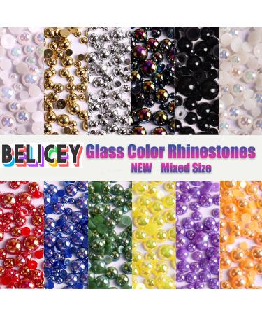 Belicey 24000pcs Flatback Rhinestones Jelly Crystal Round Beads Gems - 6 Colors Nail & Craft Supplies for Makeup, Face, Tumblers - DIY Decoration (Pearl3) - Buy Online on SooperMarket.com