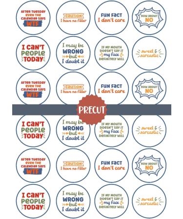 PRECUT Sarcastic Quotes Edible Cupcake Toppers - Sarcasm Theme Premium Thickness SWEETENED VANILLA - wafer card disc cake decorations (Pack of 12) - Buy Online on SooperMarket.com