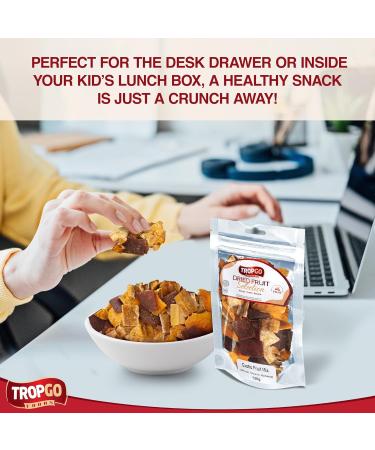 Tropgo Dried Fruit Selection 120g - Exotic Fruit Mix - Mixed Dried Fruit in Pouch - Healthy Snacks for Adults and Kids - Mango Guava Banana - Buy Online on SooperMarket.com