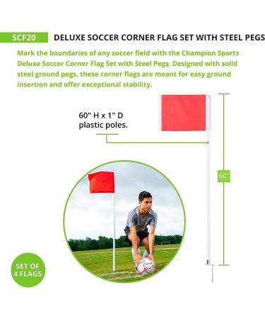 Champion Sports Soccer Corner Flag Set with Steel Peg - High-Quality Set for Soccer Field Marking - Buy Online on SooperMarket.com
