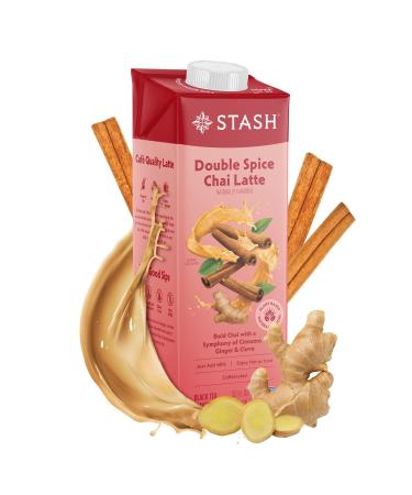 STASH Double Spice Chai Latte Concentrate - Barista Style Caffeinated Chai Tea Beverage - Crafted in Oregon - Plant Based and Dairy-Free Serve Hot or Iced 32 fl oz (Pack of 6) Chai 5.44 kg (Pack of 1)