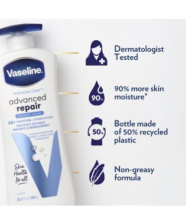 Vaseline Intensive Care Body Lotion Advanced Repair Unscented - Ultra-Hydrating Lipids for Extremely Dry Skin - 20.3 oz - International Shipping Available - Buy Online on SooperMarket.com