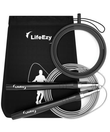 Jump Rope, High Speed Weighted Jump Rope - Premium Quality Tangle-Free - Self-Locking Screw-Free Design - Jump Ropes for Fitness - Skipping Rope for Workout Fitness, Crossfit & Home Exercises Black