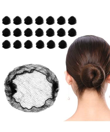 Pack of 20 Black Hair Nets for Women Invisible Hair Net Elastic Edge Mesh Reusable Hair Net Nylon Hair Nets for Hair Bun Making Ballet Dancer Chef Nurse