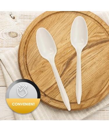 PAMI Medium Weight Disposable Plastic Teaspoons 1000-Pack - Bulk White Partyware Teaspoons for Events and Catering - Buy Online on SooperMarket.com