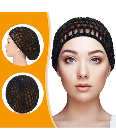 Geyoga 4-Piece Mesh Crochet Hair Net Snood Hat for Women - Black | Sleep Hair Cover - Buy Online on SooperMarket.com