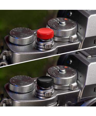 Yullmu Camera Shutter Button (2 Pack/Red&Black) 12mm Pure Copper Soft Shutter Release Button for Fuji Fujifilm XT30 X100V X100F X100T X100S X100 X-T4 X-T3 XT2 XT1 X30 X20 X10 X-T20