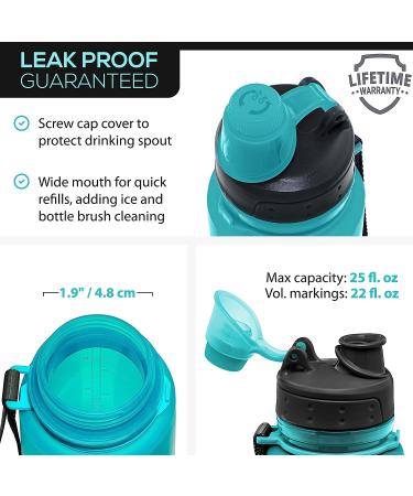 Nomader Collapsible Water Bottle 22 oz Aqua Blue - Leak Proof Twist Cap, BPA Free - Buy Online on SooperMarket.com