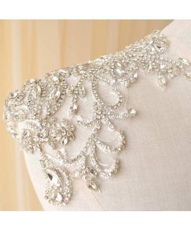 Rhinestone Shoulder Applique Pair - Bridal Dress Embellishment - Buy Online on SooperMarket.com