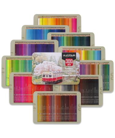 KALOUR Professional Colored Pencils,Set of 300 Colors,Artists Soft Core with Vibrant Color,Ideal for Drawing Sketching Shading,Coloring Pencils for Adults Artists Beginners
