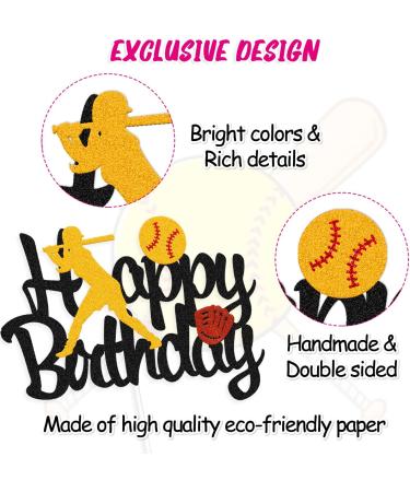 Softball Birthday Decorations Happy Birthday Banner Softball Cake Cupcake Toppers Girl's Bracelet Fastpitch Pitcher Baseball Sport Player Theme for Women Girl Boy Birthday Party Supplies - Buy Online on SooperMarket.com