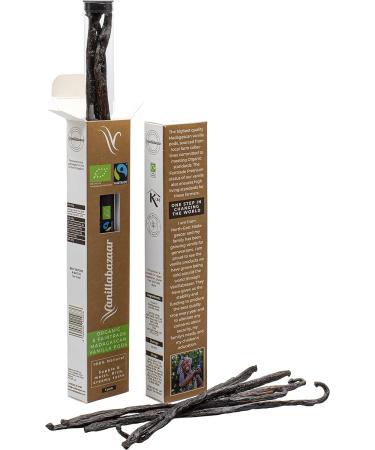 Vanillabazaar Grade A Organic & Fairtrade Madagascan Vanilla Pods - 5 Bourbon Premium Beans in Resealable Tube for Chefs & Baking - Buy Online on SooperMarket.com