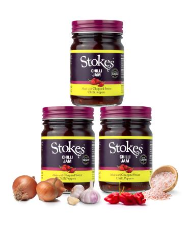 Stokes Chilli Jam 3PK Delicious Sweet Chilli Jam Perfect With Cheese & Biscuits Award Winning Sweet & Spicy Chilli Jam Made With Sweet Chillies & Red Peppers Smoky & Savoury 250g Glass Jar