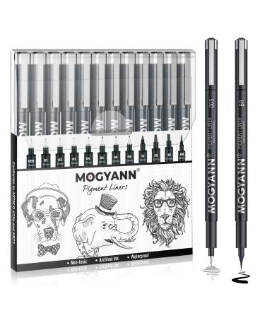 Mogyann Drawing Pens Black Art Pens for Drawing 12 Size Waterproof Ink Pens for Artists Sketching  Manga  Writing