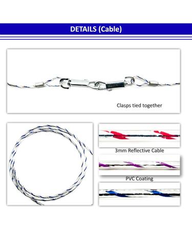 2 X 1.5m REFLECTIVE Dog Chains for Outside Tie Out Cable for Dogs Tether Steel Spiral Heavy Duty Ground Spike Stake (45cm) Dog Tether Outdoor Dog Camping Accessories Dog Lead Hook (Blue Reflective) Blue (Reflective) - Buy Online on SooperMarket.com