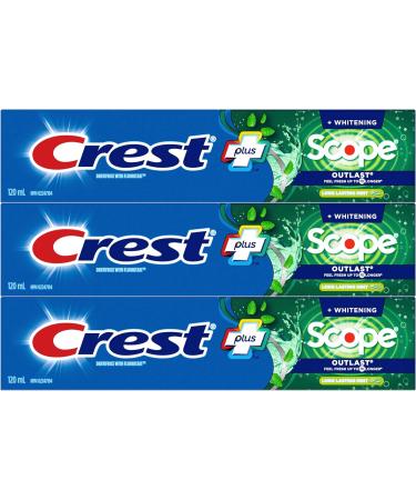 Crest Complete Whitening Toothpaste Plus Scope Outlast Long Lasting Mint Flavor 360 mL (Pack of 3) Toothpaste Scope Outlast (Pack of 3) - Buy Online on SooperMarket.com