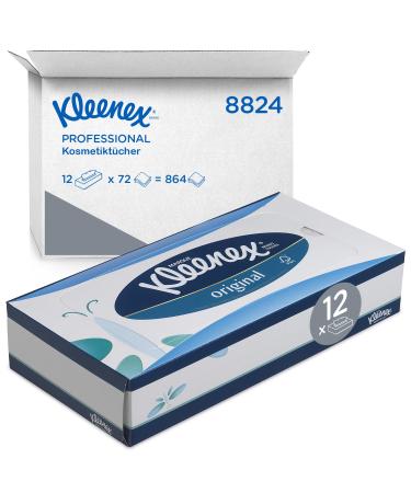 Kleenex cosmetics / handkerchief box 8824 - soft robust and absorbent - 12 x 72 (864 paper handkerchiefs) white 3 -layer perfume -free white 72 pieces (12 pack)