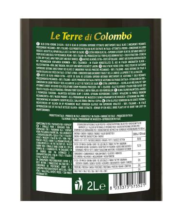 Le Terre di Colombo 100% Italian Extra Virgin Olive Oil - 2L Ribbed Bottle with Mechanical Closure | Premium Quality for International Shipping - Buy Online on SooperMarket.com