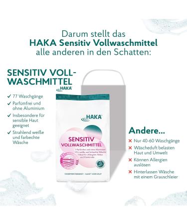 Haka Sensitive Full Detergent 3kg | Dye-Free & Fragrance-Free Washing Powder for Allergies | International Shipping Available - Buy Online on SooperMarket.com