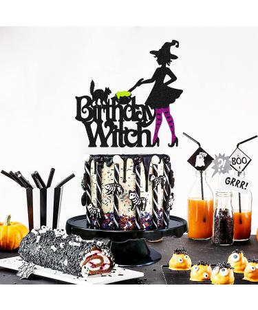Halloween Birthday Witch Cake Topper for Ghost Bat Cat Themed Girl Lady Women Happy Halloween Birthday Cake Decoration Witches Autumn Fall Season All Souls' Day Bday Party Celebration Supplies - Buy Online on SooperMarket.com