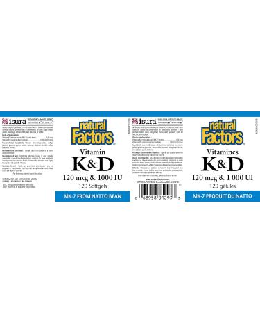 Natural Factors - Vitamin K2 & D3 120 mcg & 1000 IU 120 Softgels - Buy Online on SooperMarket.com