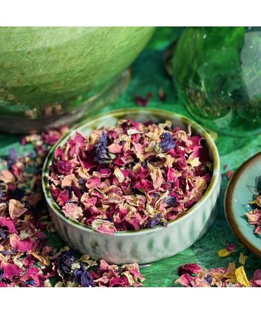 Fairy Festival' - 50g- Dried Edible Flower Petals - Red Rose Pink Rose Blue Cornflower Cream Jasmine and Purple Mallow - Food Grade - Culinary - Cake - Bake - Decoration (340)