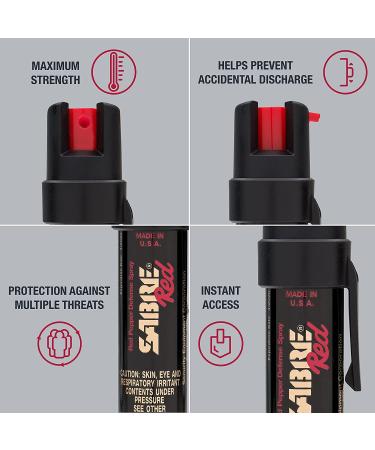 SABRE RED Compact Pepper Spray 2-Pack | Maximum Police Strength OC Spray with UV Dye | 10-Foot Range | Quick Access Belt Clip | Small and Easy to Carry | Black - Buy Online on SooperMarket.com