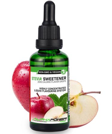 Alphapower Food |Stevia sugar -free flavor drops apple juice spritzer |100% natural liquid aroma + sugar substitute for water muesli desserts smoothies natural apple aroma 50.00 ml