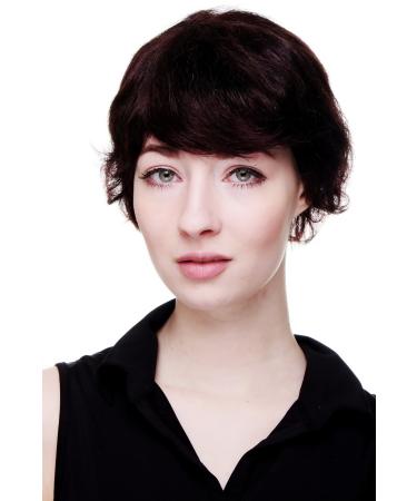 100% real hair cheeks briefly wavy curly women wig wing real hair wig dark brown dark red brown stirring brown mix 9903h-2sp33