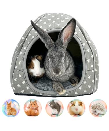 XMPEKO Guinea Pig Bed Hideout Large Star Pattern Cozy Rabbit Hideaway Hide Cage Accessories For Samll Animal Rat Ferret Bunny Chinchilla Hedgehog Hamster - Gray