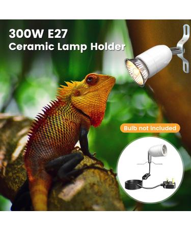 Bonlux 200W Ceramic Reptile Heat Lamp Holder with ON/Off Switch - E27 Base Rotatable Light Holder for Turtle Snake Lizard - No Heat Bulb Included - Buy Online on SooperMarket.com