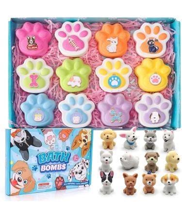 G.C Paw Bath Bombs for Kids with Surprise Puppy Toys - 12Pcs Organic Bubble Bath Fizz Balls & Necklace for Boys and Girls - Non-Inside, Natural Toddler Bath Bombs - Buy Online on SooperMarket.com