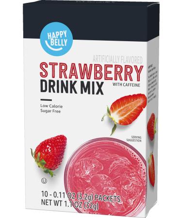 Amazon Brand - Happy Belly Drink Mix Singles, Strawberry with Caffeine (10 packets) (Previously Solimo)