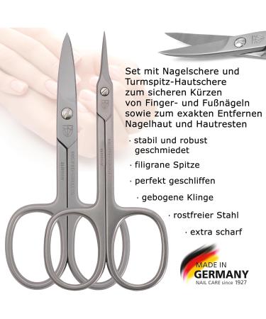 Three Swords Scissors Set - 2 Pcs | Extra Sharp Rustproof Nail & Skin Scissors | Made in Germany | Black Synthetic Leather Case - Buy Online on SooperMarket.com
