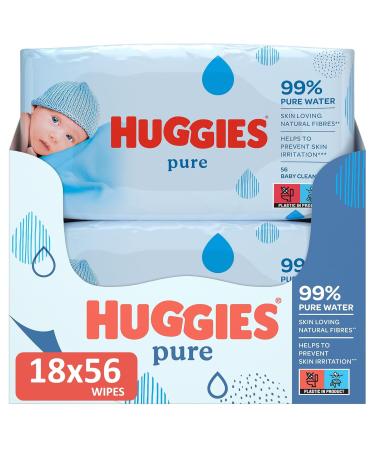 Huggies Pure Baby Cloths - 18 Packs (1008 Towels) | 99% Pure Water Perfume-Free Natural Wet Wipes for Gentle Cleaning & Protection - Buy Online on SooperMarket.com