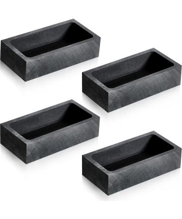 4 Pieces Graphite Ingot Mould Crucible Ingot Casting Mould Silver 1 KG Gold Ingot Mould for Gold Silver Metal Aluminum Copper Brass Melting Casting Refining (90 x 40 x 20 mm)