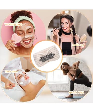 Winter Knitted Headband Ear Warmers for Women 3 Pieces Chunky Sequin Flower Knit Headband Warm Crocheted Hairband Head Wrap Earmuff - Buy Online on SooperMarket.com