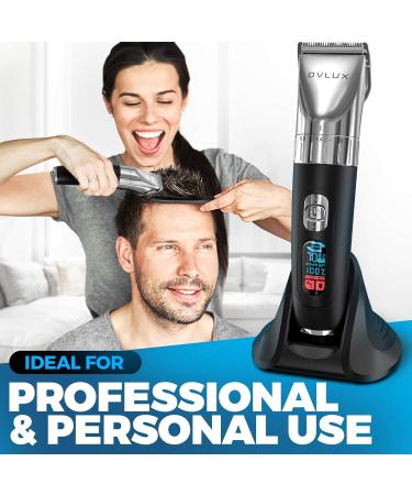 OVLUX Advanced Hair Clipper Kit - Corded/Cordless Ergonomic LED Display Stainless Steel Blades Men's Hair & Beard Styling - 4 Guide Combs & Accessories - Buy Online on SooperMarket.com