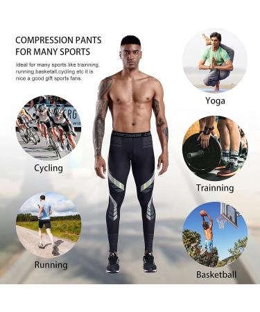 OEBLD Compression Pants Men UV Blocking Running Tights 1 or 2 Pack - Black Gym Leggings for Athletic Workout | Large Size - Buy Online on SooperMarket.com