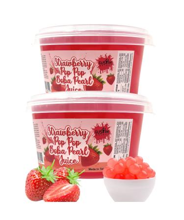 Fusion Select Bursting Boba Popping Boba Pearls Fruit Tea Snack Toppings (Strawberry, 2 Pack) Strawberry 15.8 Ounce (Pack of 2)