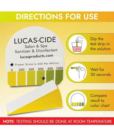 Lucas-CIDE Quat Test Strips - Pack of 15 Food Service Sanitizer Test Strips (0-1000 ppm) - Quat Sanitizing Solution Test Strips - Buy Online on SooperMarket.com