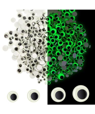 1000 Pcs Wiggle Googly Eyes Self Adhesive Luminous Glow in The Dark Black White Googly Wiggle Eyes Assorted Sizes Craft Eyes Plastic Sticker Eyes for Christmas DIY Decoration
