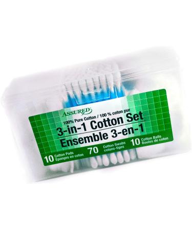 Shop Assured Cotton Pads Swabs & Balls - 3-in-1 Set (90 Items) | Blue Purple & White - International Shipping Available - Buy Online on SooperMarket.com