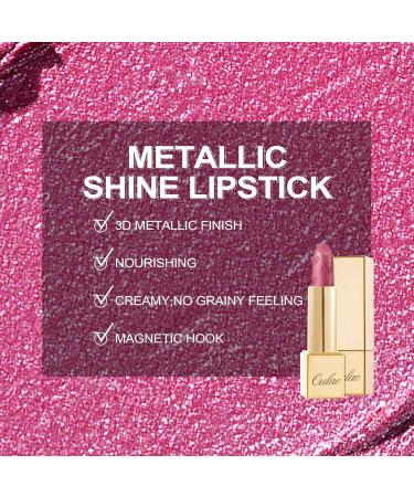 Oulac Metallic Pink Lipstick | Long-Lasting Vegan Lipcolor | Metallic Rose Shade | Cruelty-Free Lip Makeup - 4.3g - Buy Online on SooperMarket.com