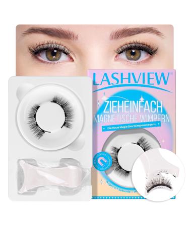 LASHVIEW Magnetic Eyelashes Magnetic Eyelashes with Pliers Natural Look 3D Magnetic Eyelashes 1 Pair of Eyelashes Magnetic Eyelashes No Glue Easy to Wear and Remove (C03)