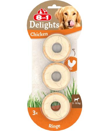 8in1 Delights Chicken Rings - Healthy Kausnack for Dogs High quality chicken meat wrapped in beef skin 3 pieces 119 g (1 Pack) rings (3 pieces)