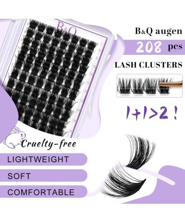 Lash Clusters 208 PCS D Curl Volume Individual Eyelash Extensions Kit - Soft Wispy False Lashes - DIY Lash Extensions 8-16mm - Comfortable Band - Pack of 1 - Buy Online on SooperMarket.com