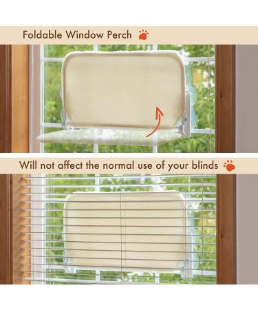 Durable Cat Window Perch Hammock Seat - Reversible Mat, Foldable Bed for Indoor Cats - All-Season Sunbathing Spot - Holds Up to 40 lbs - Beige - Buy Online on SooperMarket.com