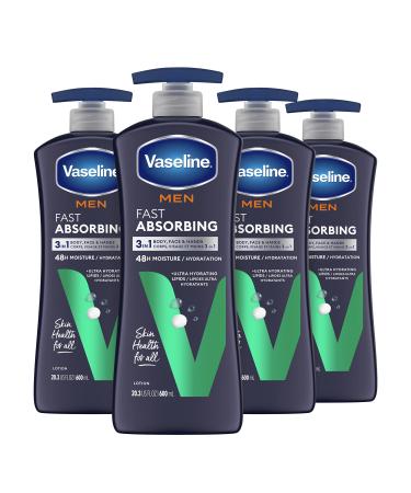 Vaseline Men Hand & Body Lotion Healing Moisture 4 ct For Dry or Cracked Skin Non-Greasy 20.3 oz 20.3 Ounce (Pack of 4)