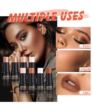 LSxia 2Pcs Highlighter & Contour Stick Makeup Kit - Water-proof, Long Lasting Illuminator & Bronzer Stick for Face Contouring - Buy Online on SooperMarket.com